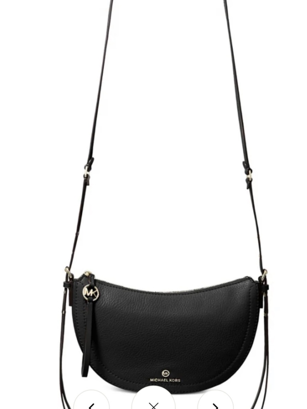 Michael Kors Black Camden Crescent Leather Crossbody with Gold Hardware